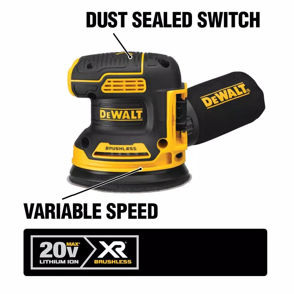 DEWALT 20V MAX XR Brushless 5 in. Cordless Random Orbital Sander Kit with 5.0 Ah Battery