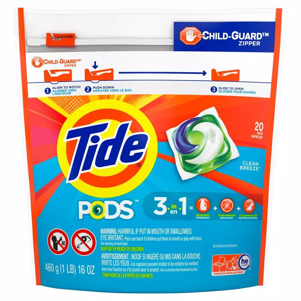 Tide PODS Laundry Detergent Pods, Clean Breeze Scent, 20-Count