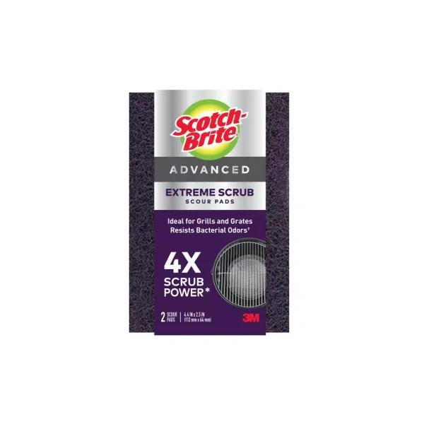 Scotch-Brite Extreme Scrub Scour Pad, Antimicrobial, Purple (2-Pack, Case of 6)