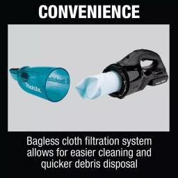 Makita 18V LXT Brushless Cordless Vacuum Kit with 2.0Ah Battery, Rapid Charger & Cyclonic Attachment thumbnail 10