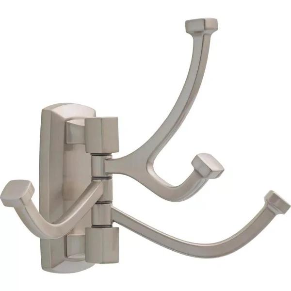 Delta Portwood 3-Hook Swivel Towel and Robe Hook in SpotShield Brushed Nickel