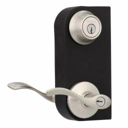 Kwikset Balboa Satin Nickel Exterior Entry Door Lever and Single Cylinder Deadbolt Combo Pack thumbnail 4