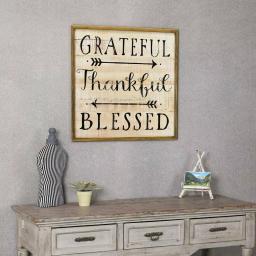 Winsome House Grateful Thankful Blessed Wood Inspirational Wall Plaque - 24in Rustic Home Accent thumbnail 3