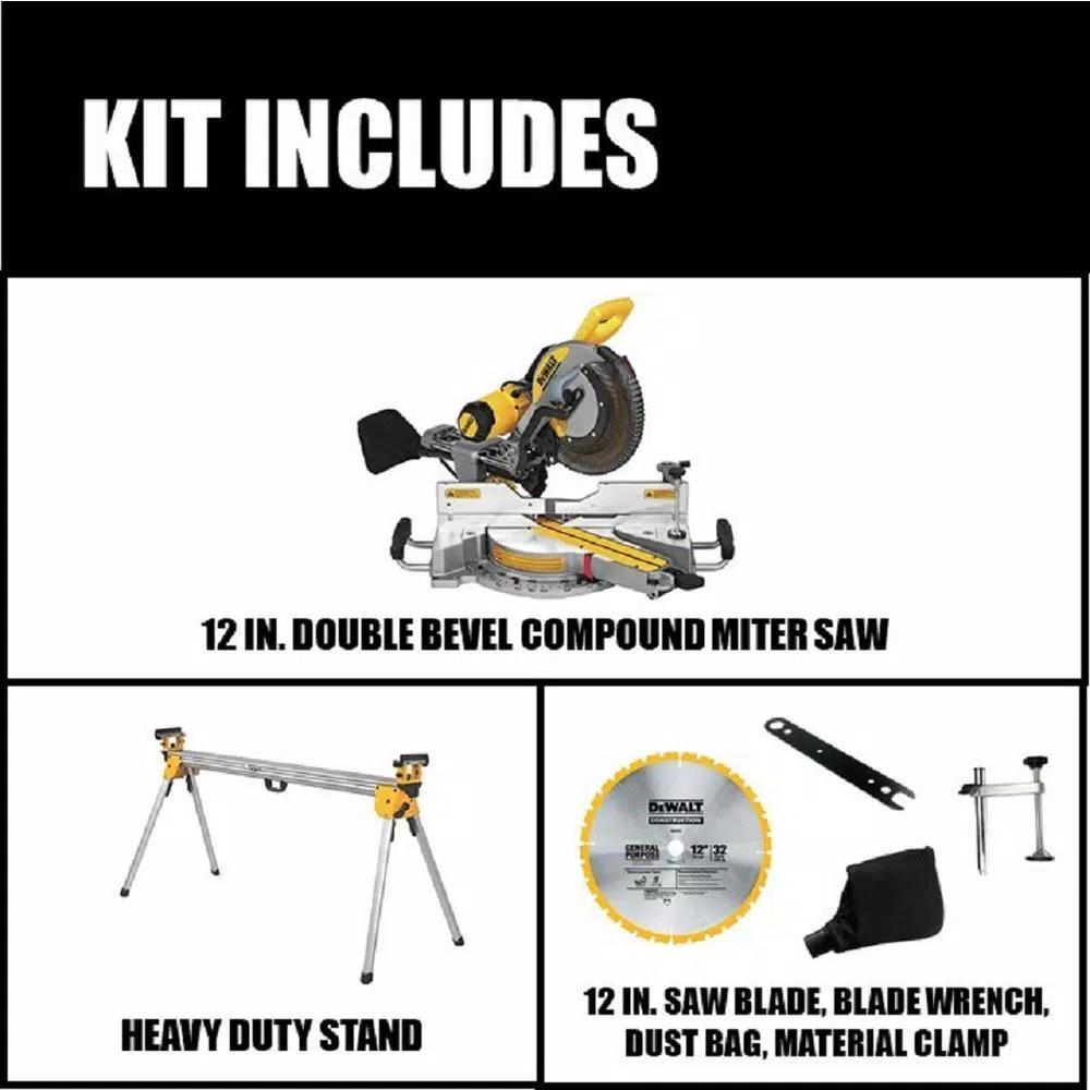 DEWALT 12 in. 15 Amp Sliding Compound Miter Saw with Heavy-Duty Stand Kit
