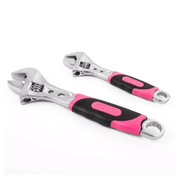 Apollo Tools 2-Piece Pink Adjustable Wrench Set, 6 in. and 8 in.