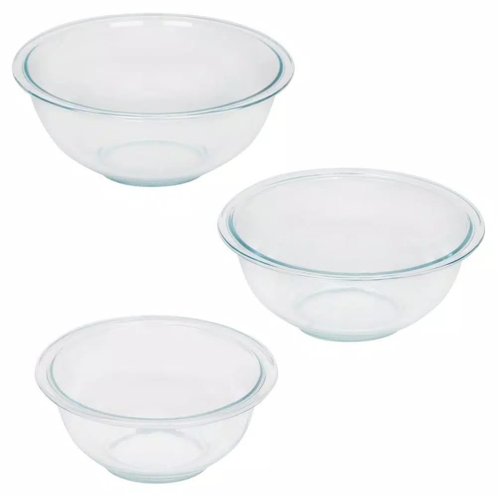 Pyrex 3-Piece Glass Mixing Bowl Set, Clear
