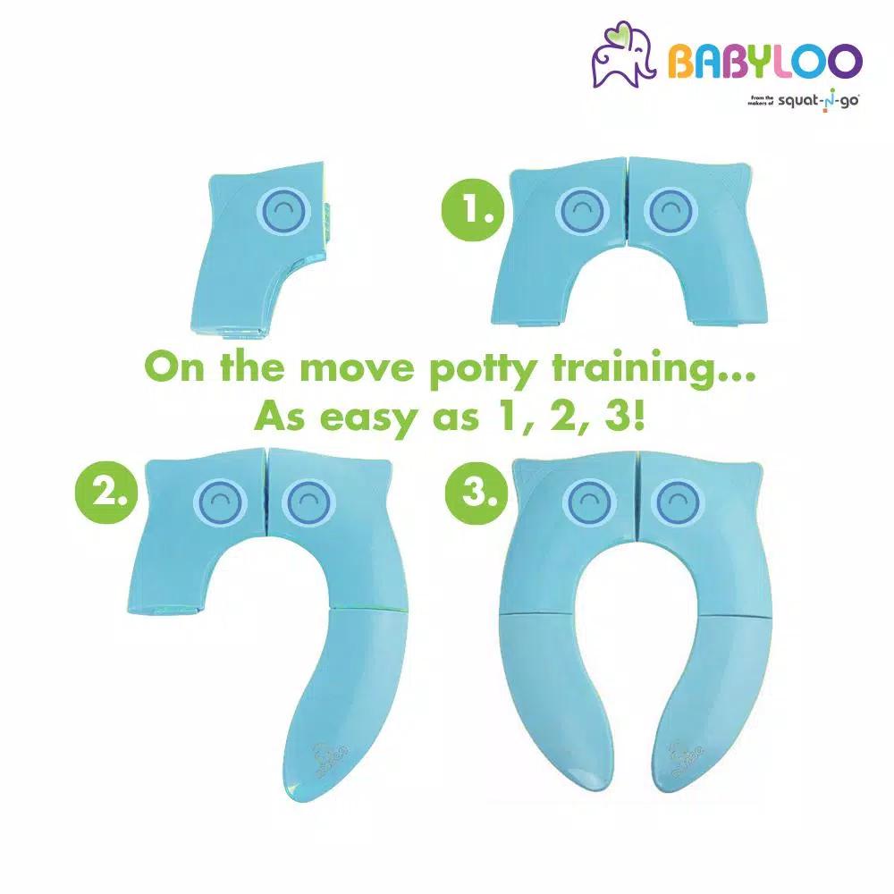 Babyloo Blue Owl Folding Toilet Seat with Travel Bag for Toddlers