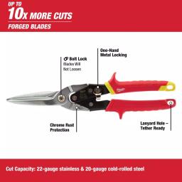 Milwaukee 3-Piece Aviation Snips Set, Left, Right, and Straight Cut Metal Cutters thumbnail 4