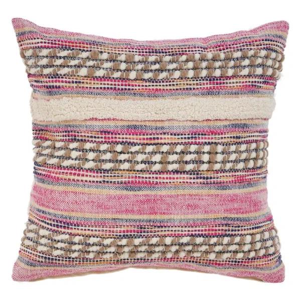 LR Resources Eclectic Pink Striped Hypoallergenic Throw Pillow, 18 x 18 in.
