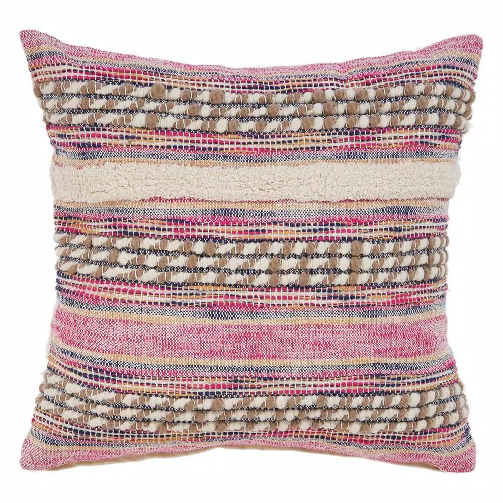 LR Resources Eclectic Pink Striped Hypoallergenic Throw Pillow, 18 x 18 in.