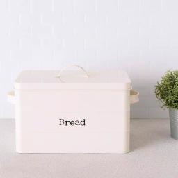 Home Basics Vintage Style Tin Bread Box - Ivory Metal Bread Canister with Airtight Lid thumbnail 2
