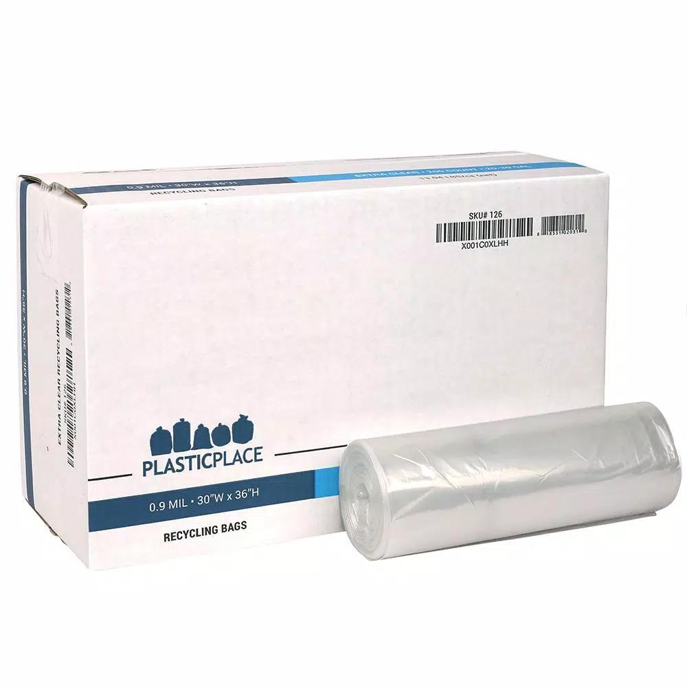 Plasticplace 20-30 Gallon Clear Recycling Bags, 0.9 Mil Polyethylene, 200 Count Case
