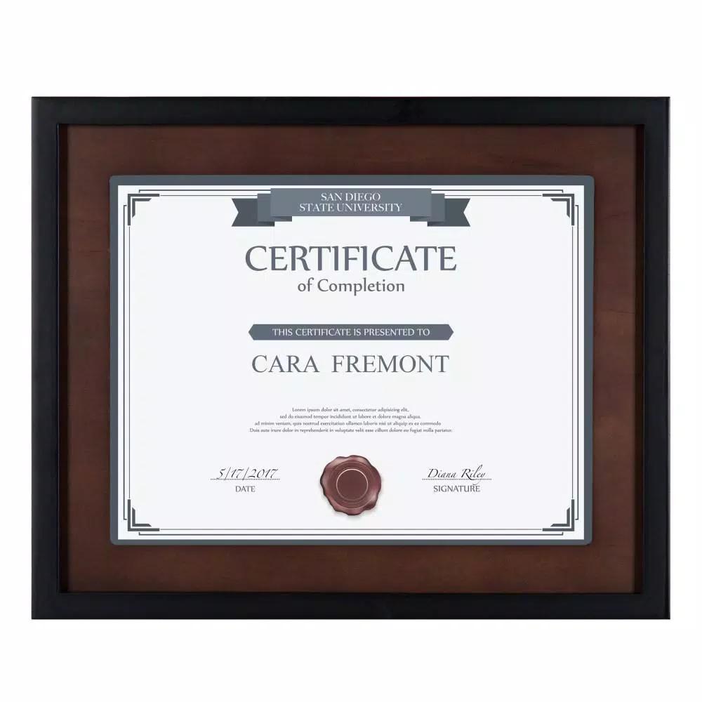 DesignOvation LeMans 8.5 x 11 in. Black and Walnut Brown Document Picture Frame Set, Set of 4