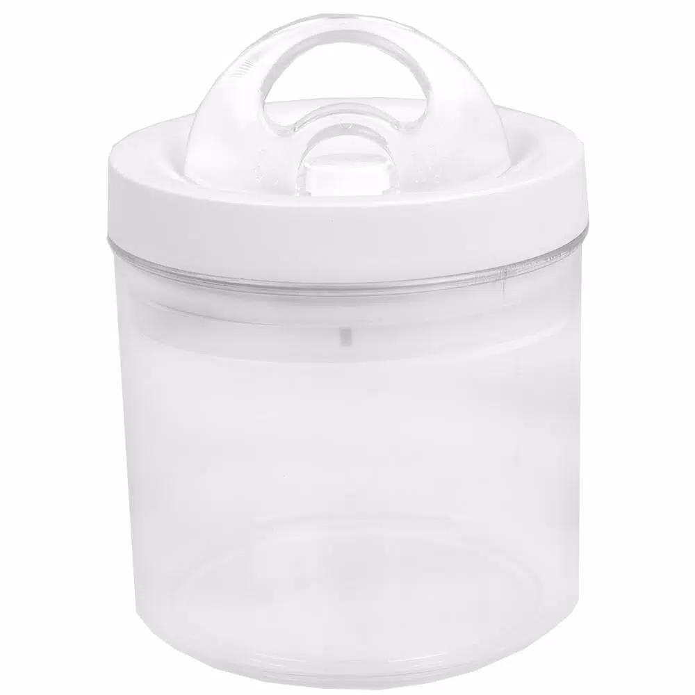 Home Basics 0.9 L Twist 'N Lock Air-Tight White Round Plastic Canister