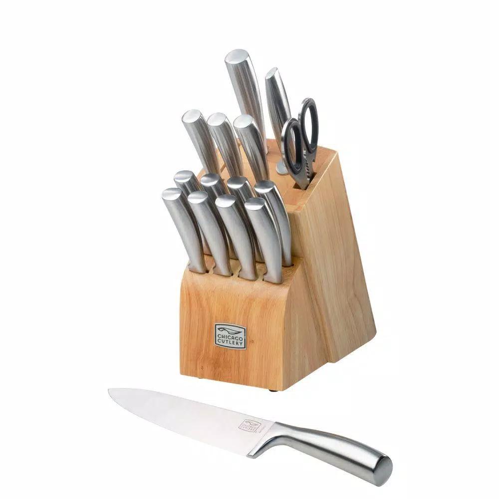 Chicago Cutlery Elston 16-Piece Stainless Steel Knife Set with Wood Block