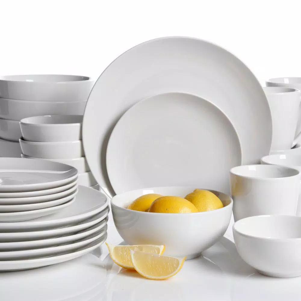 Gibson Home Ogalla 30-Piece White Porcelain Dinnerware Set, Service for 6
