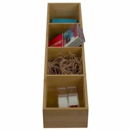 Unbranded Natural Bamboo Drawer Organizer - 4 Compartment Long Slim Storage Tray, 17.5 x 4 in. thumbnail 2