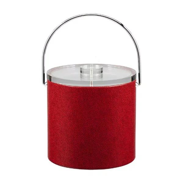 Kraftware Rocks Red 3 Qt. Insulated Ice Bucket with Lucite Lid and Bale Handle