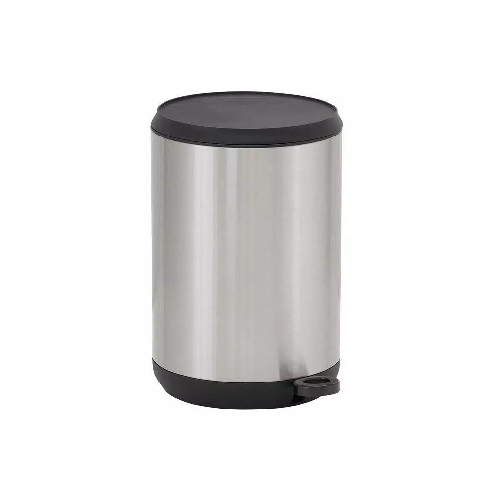 Household Essentials Taos 1.3 Gallon Round Stainless Steel Step Trash Can with Fingerprint Resistant Finish