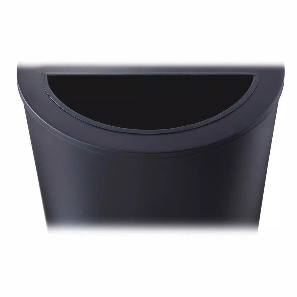 Safco 12.5 Gal. Matte Black Half-Round Steel Trash Can with 3 Interchangeable Lids