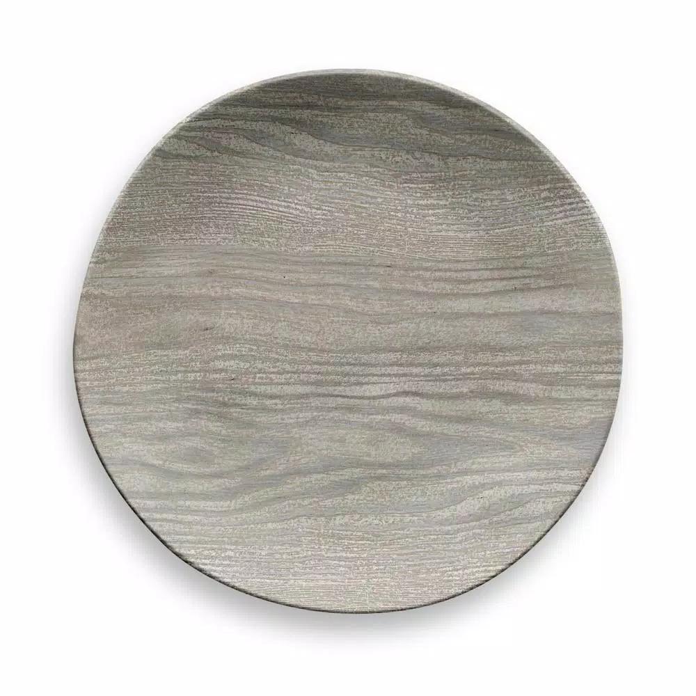 Unbranded French Oak Melamine Dinner Plate Set of 6 - Light Wood Look Round Plates