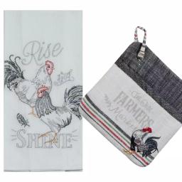 Kay Dee Farmers Market Cotton Multi Kitchen Textiles Set - 4 Piece Rooster Farmhouse Collection thumbnail 2