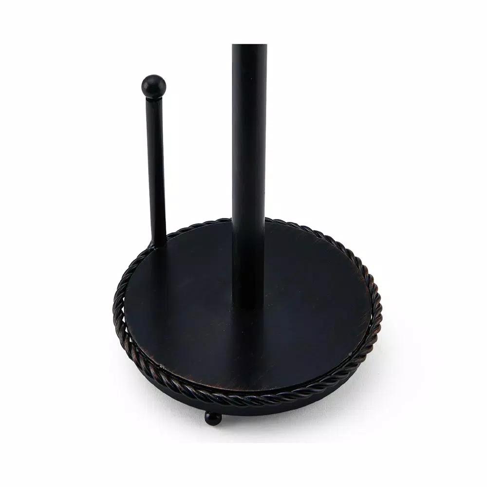 Gourmet Basics by Mikasa Mikasa Gourmet Basics 14 in. Rope Design Wrought Iron Paper Towel Holder, Black