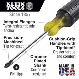 Klein Tools #1 Phillips Head Screwdriver with 3 in. Round Shank and Cushion Grip Handle thumbnail 2