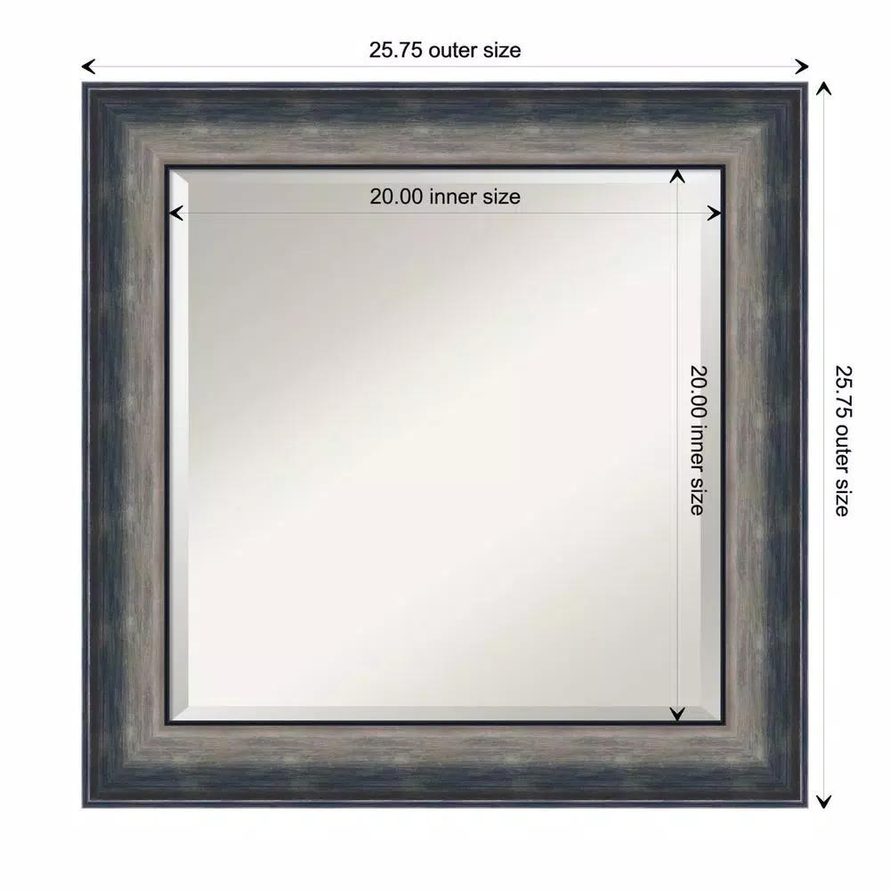 Amanti Art Quicksilver Scoop 25.75 in. x 25.75 in. Square Bathroom Vanity Wall Mirror, Silver
