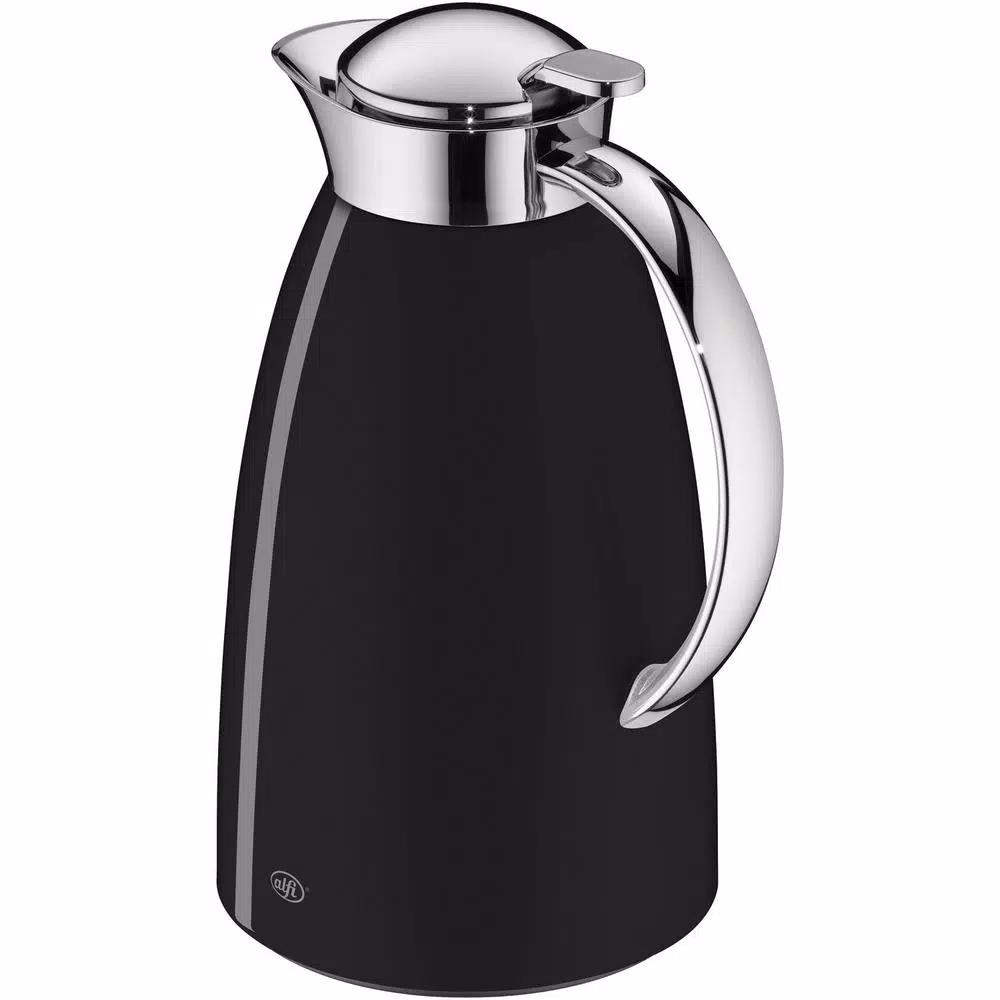 Alfi Gusto Glass Vacuum Carafe, 1.06 Qt. Black Lacquered Metal Thermal Server