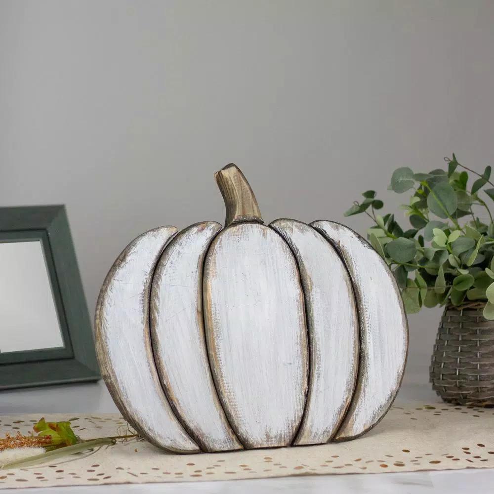 Northlight Blue and Gray Wooden Pumpkin Table Top Decoration - 13.75 in. Halloween & Thanksgiving Sculpture