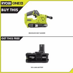 RYOBI 18V ONE+ Brushless 3 in. x 18 in. Cordless Belt Sander with 4.0 Ah Battery thumbnail 2