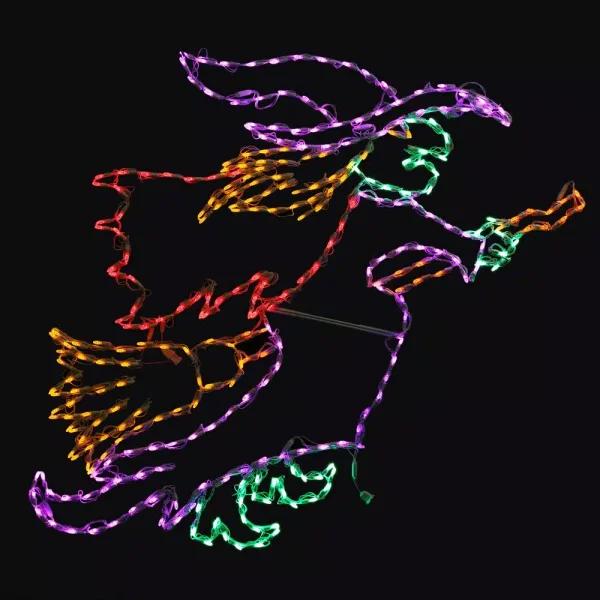 Haunted Hill Farm 48 in. Wicked Witch on a Broom LED Halloween Indoor/Outdoor Light