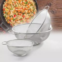 ExcelSteel Stainless Steel Fine Mesh Colander Set with Resting Base (Set of 3) thumbnail 4