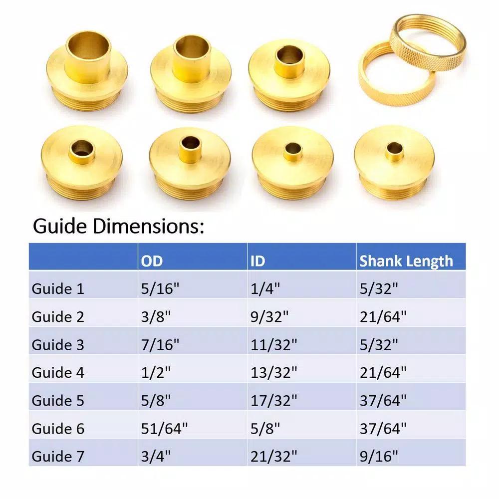 POWERTEC 9-Piece Brass Router Template Guide Bushing Set with Carrying Case