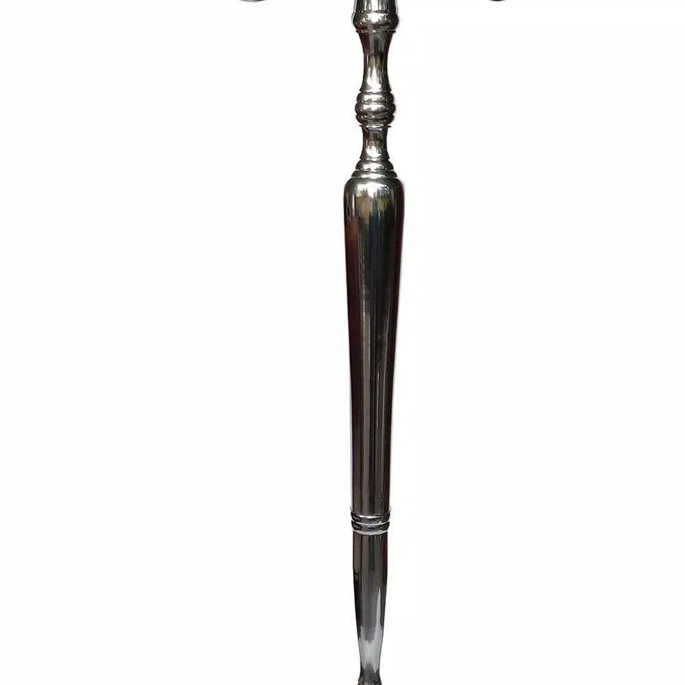 Benjara 48-Inch Silver Handcrafted Aluminum 5-Arm Candelabra with Fluted Tops