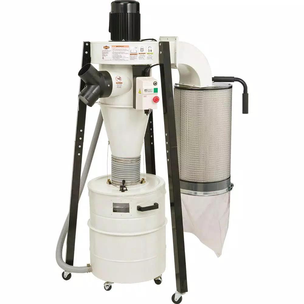 Shop Fox 1-1/2 HP Portable Cyclone Dust Collector, 806 CFM, 20 Gal. Drum