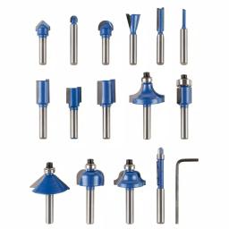 Stalwart 15-Piece Carbide Tipped Router Bit Set with Wooden Storage Case thumbnail 3