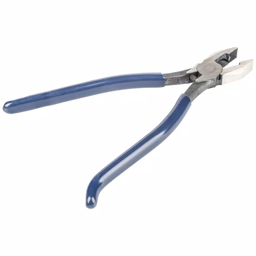 Klein Tools 9 in. Left Handed Ironworker's Rebar Pliers, Spring Loaded, Induction Hardened