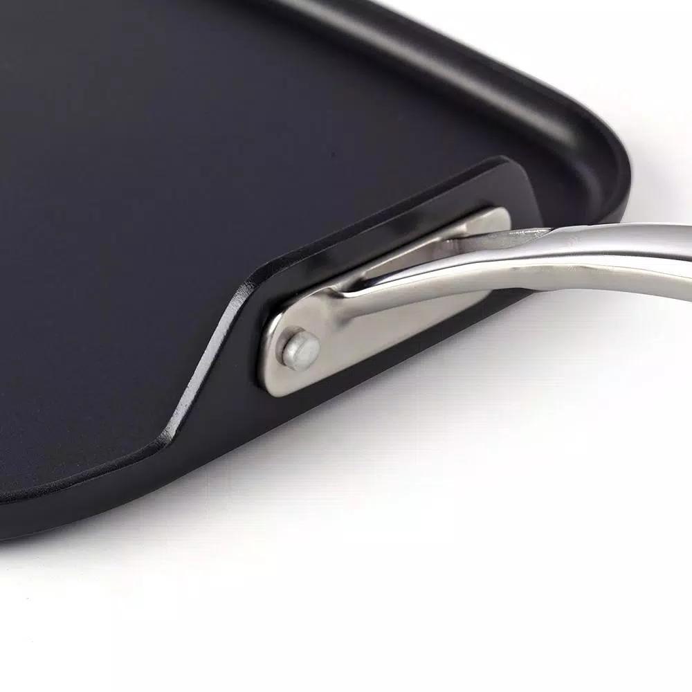 Cooks Standard 11 in. Hard-Anodized Aluminum Nonstick Square Griddle Pan, Black