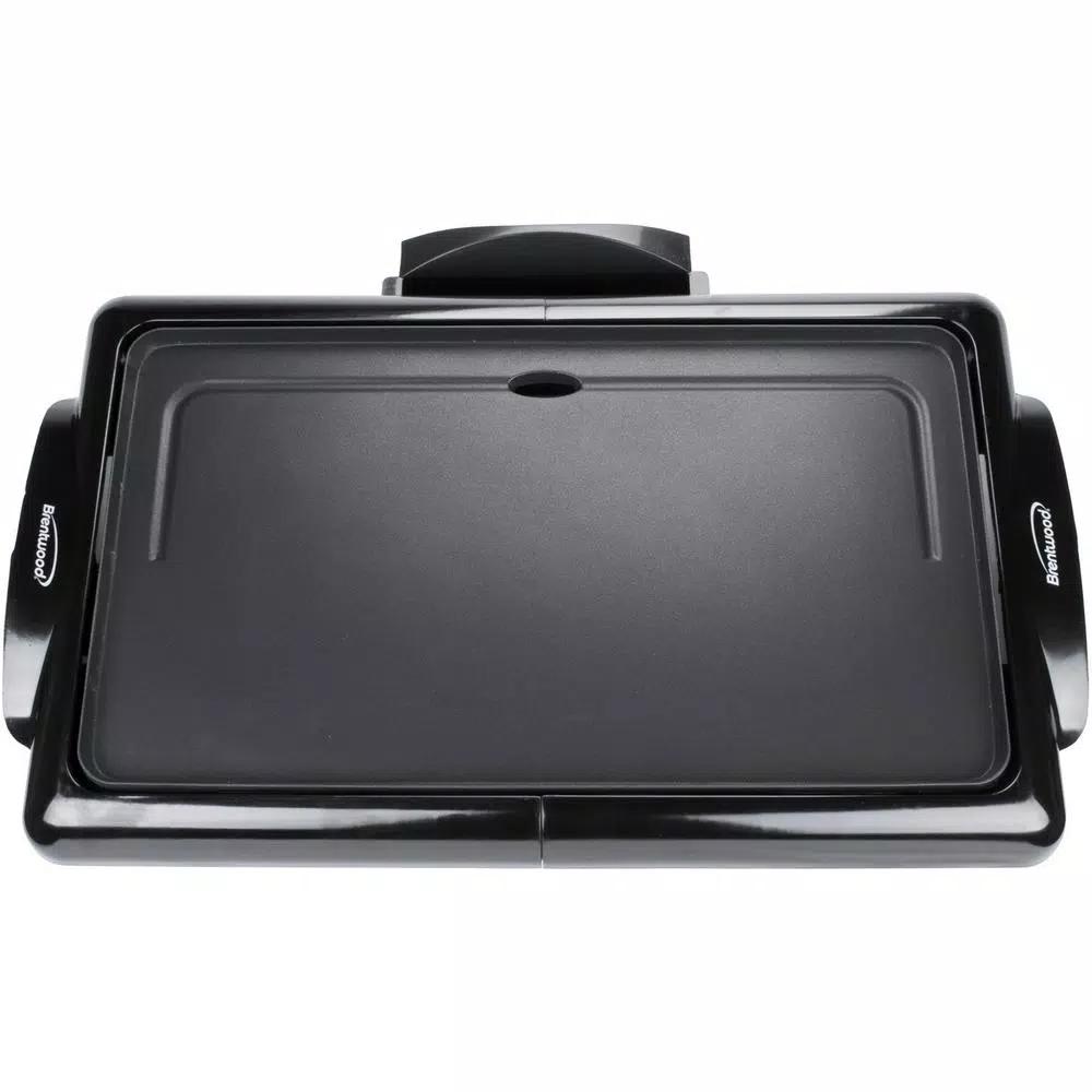 Brentwood Appliances 1400W Nonstick Electric Griddle with Warming Drawer, 200 sq. in., Black
