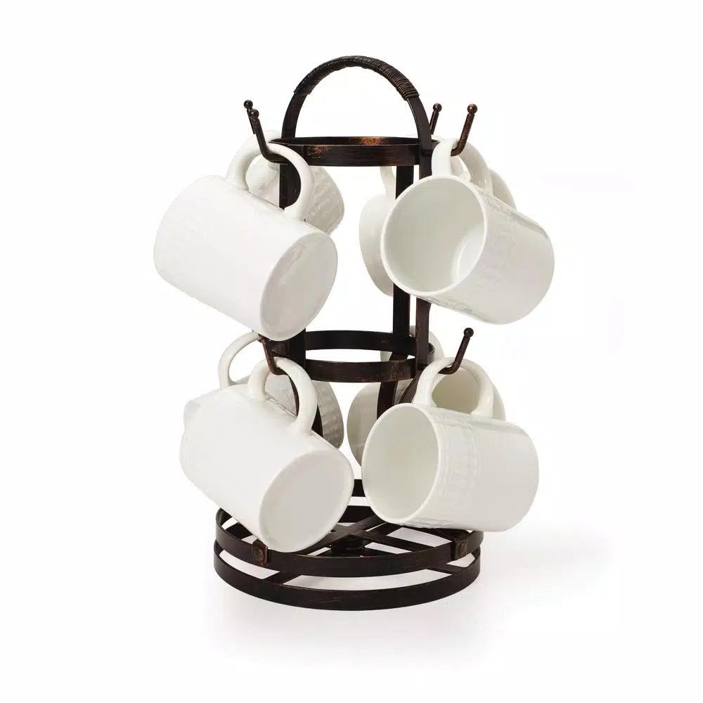 Gourmet Basics by Mikasa Mikasa Gourmet Basics Forged Rotating Mug Tree, Antique Black Wrought Iron