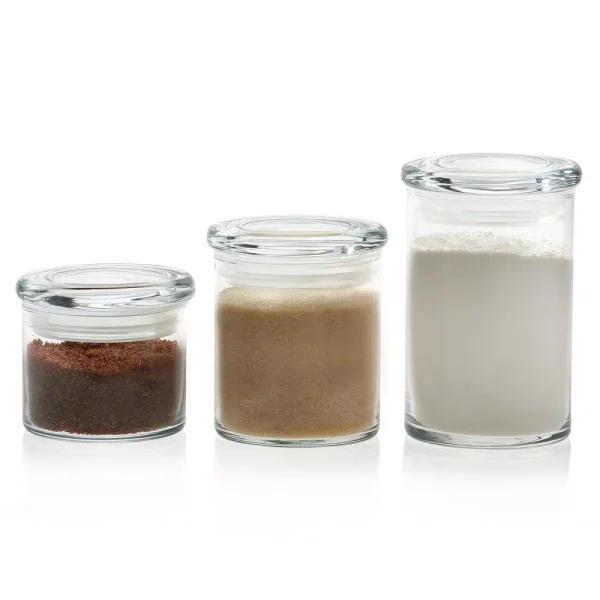 Libbey Cylinder 3-Piece Glass Storage Jar Set with Glass Lids, Clear