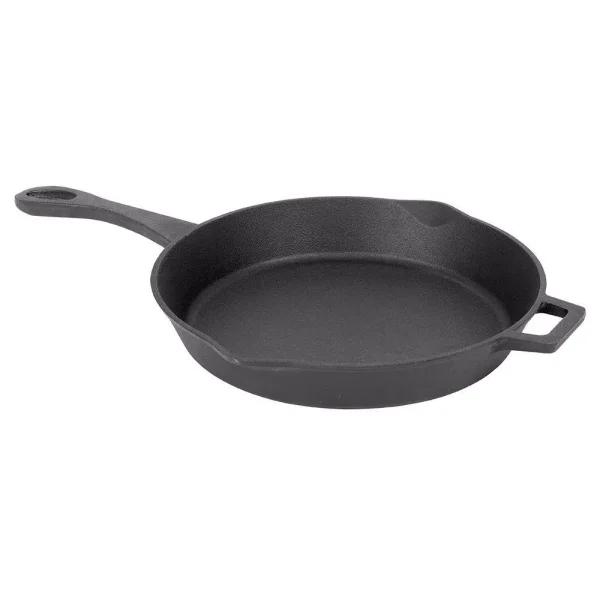 Bayou Classic 14 in. Pre-Seasoned Cast Iron Skillet with Pour Spouts and Helper Handle, Black