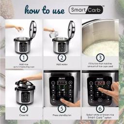 Aroma 20-Cup SmartCarb Digital Rice Cooker and Food Steamer, Stainless Steel thumbnail 4