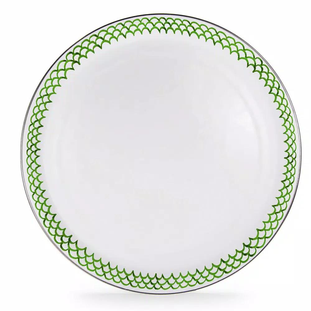 Golden Rabbit Green Scallop 20 in. Enamelware Serving Tray