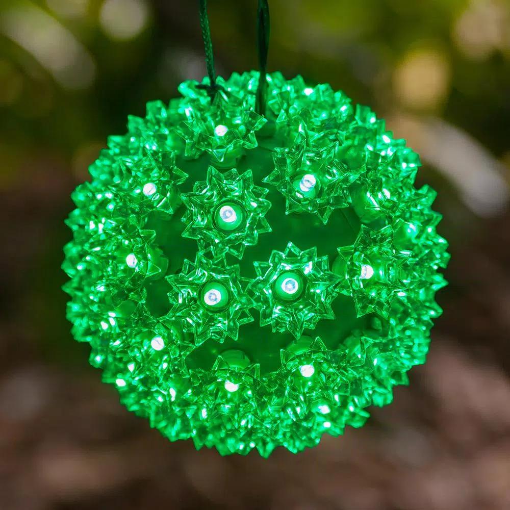 Wintergreen Lighting 7.5 in. 120-Light Green LED Decorative Starlight Sphere