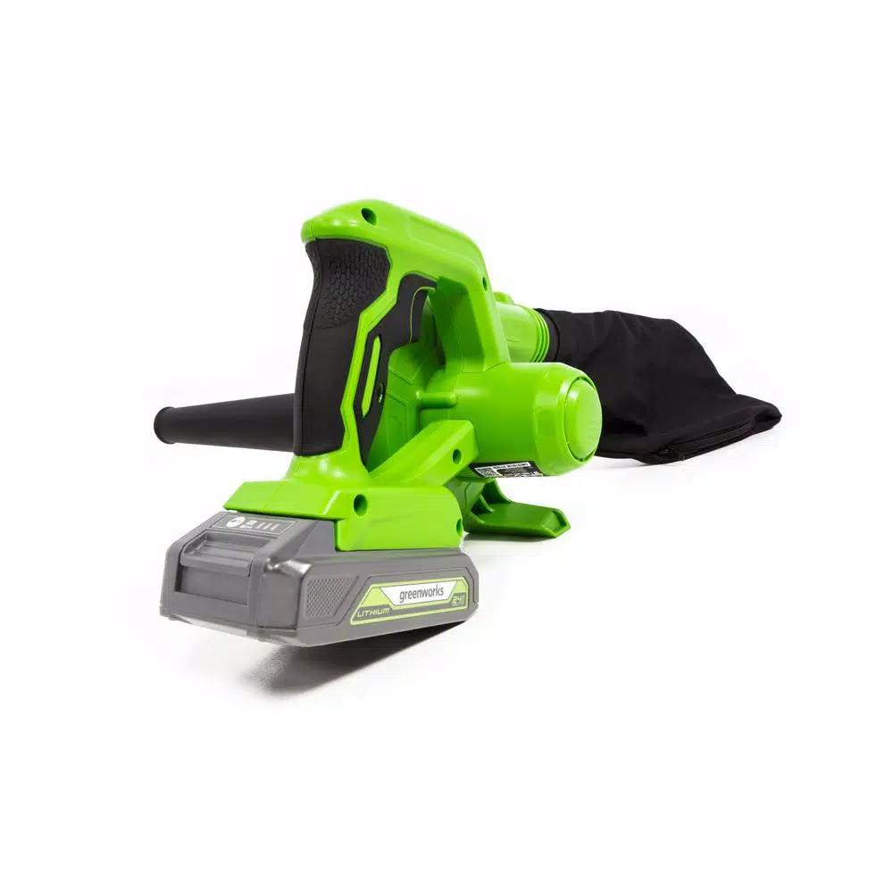 Greenworks 24V Cordless Handheld Blower and Vacuum Kit with 2.0 Ah USB Battery and Charger