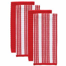 RITZ T-fal RITZ Cotton Waffle Terry Kitchen Towel Set, Red Solid and Stripe (Set of 4) thumbnail 1