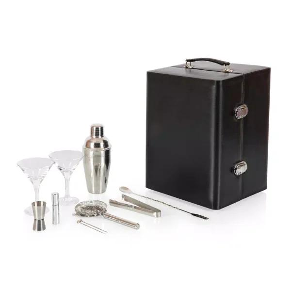 Picnic Time Manhattan Portable Cocktail Set with Leatherette Case and Martini Glasses